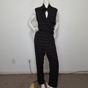 Vince Camuto Dark Feminine Black Gray Geometric Whimsigoth Jumpsuit Size XL